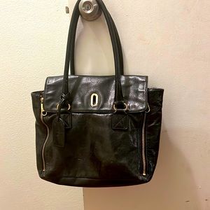 Black tote leather Badgley Mischka